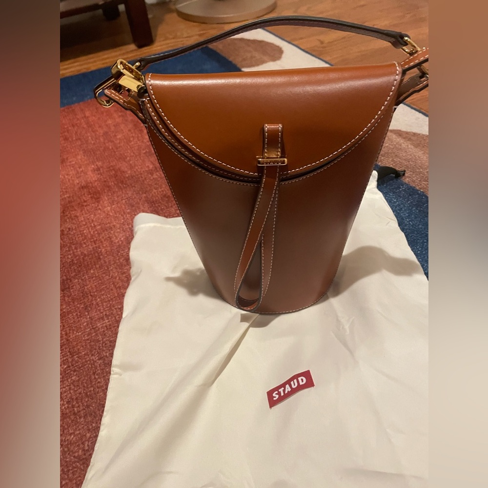 STAUD Phoebe Convertible Leather mini Bucket Bag NWT - Picture 4 of 14